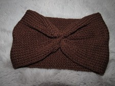 ~Warmes breites Strick Woll Stirnband~handgestrickt/dehnbar~in mocca braun~Neu