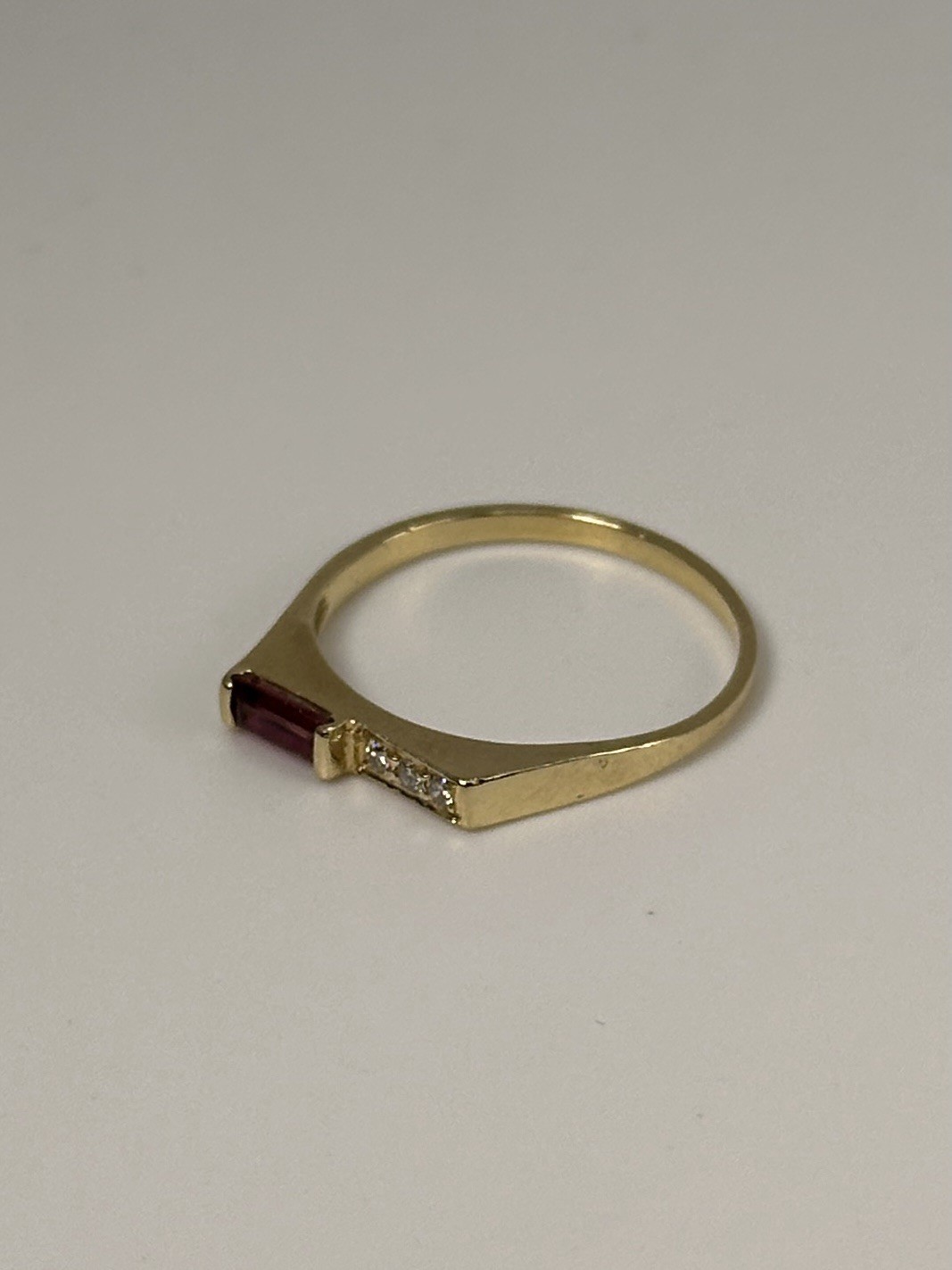 Solid 14K Yellow Gold Band Ring & Ruby & Natural … - image 5