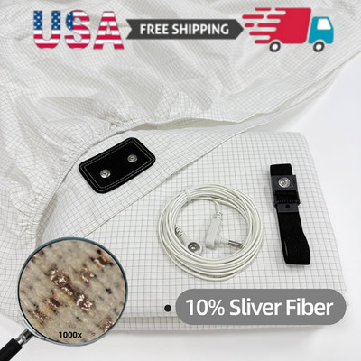 10% Silver Fiber Grounding Flat Sheet White Cotton Earthing Sheets Bedding Set