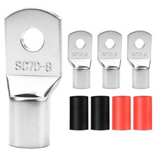 4Pcs 2/0 AWG-5/16 M8 Battery Lugs, SC70-8 70mm 8mm Tinned Copper Wire L...