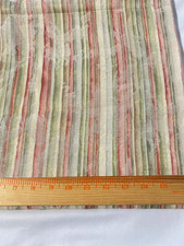 Drapery/upholstery weight fabric/green,tan, off white stripe 3 yds x 46"