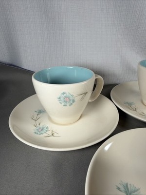 Vtg Taylor Smith Taylor Ever Yours Boutonniere Teacup Saucer Set of 4 C Handle