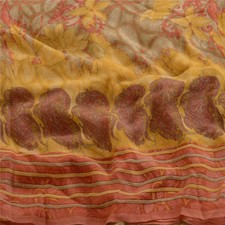 Sanskriti Vintage Peach Sarees Pure Georgette Silk Printed Sari 5Yd Craft Fabric