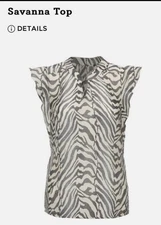 Cabi New NWT Savanna Top #4542 Gray Ivory zebra print Size XS - Med Retail  $84