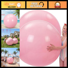 Giant 60" Inflatable Beach Ball - 2 Pack, Fun Summer Pool Party Toy, Pink