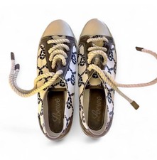 Vintage LOEWE 90s Archival Sneakers - Nautical Rope Print - Cursive Logo