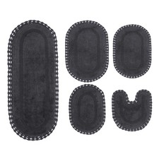 Hampton Crochet Reversible 100 Cotton Bath Rug, 5-Pcs Set with Contour, Gray