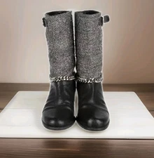 Stuart Weitzman Studded Leather Ankle Moto Boots Black Size 10