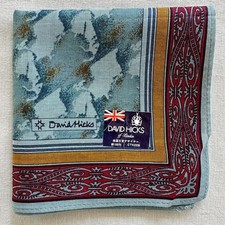 Quadro astratto vintage fazzoletto cotone blu classico tascabile quadrato 17"~P