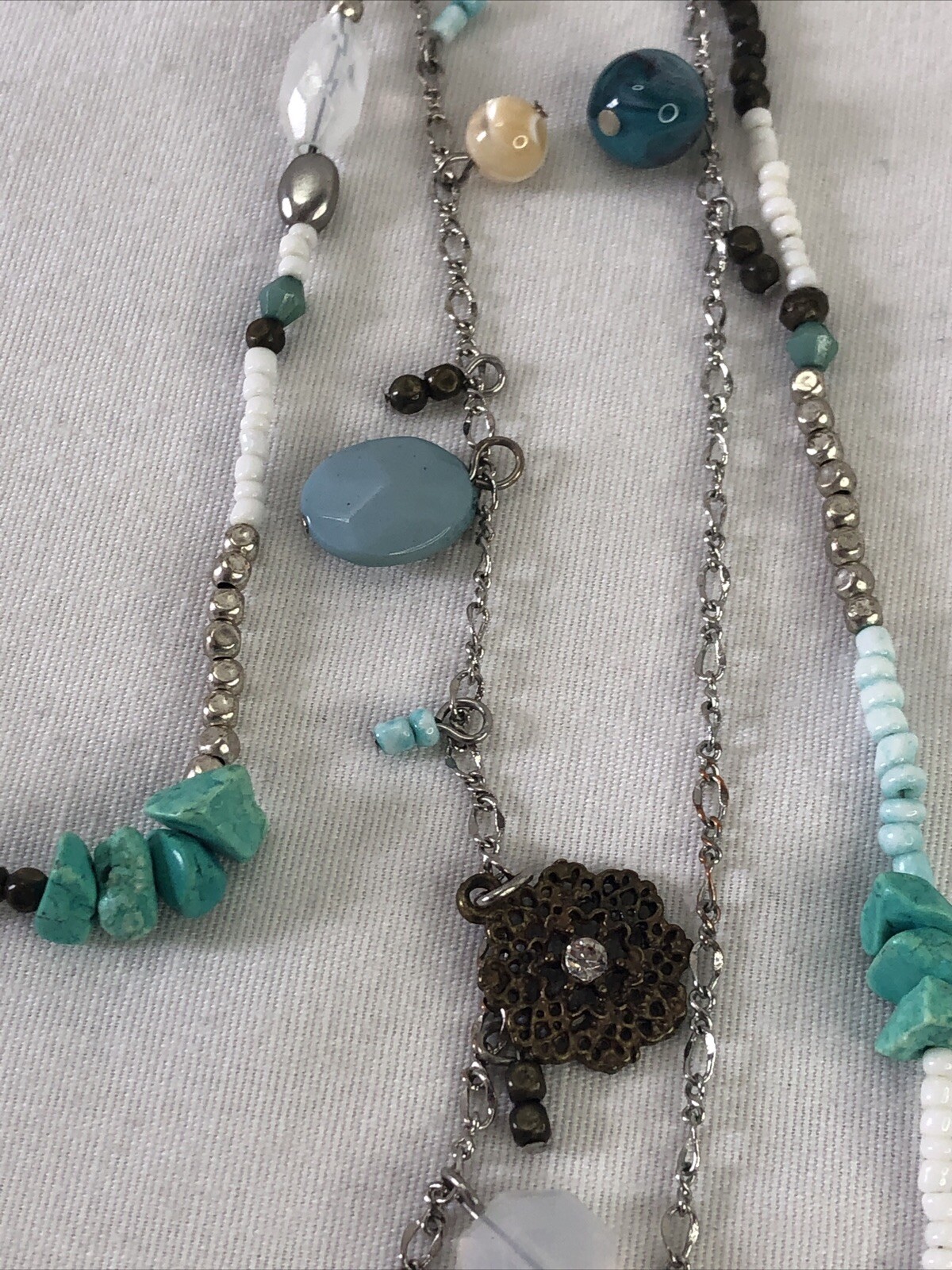 Express Signed Double Strand Turquoise Necklace S… - image 7