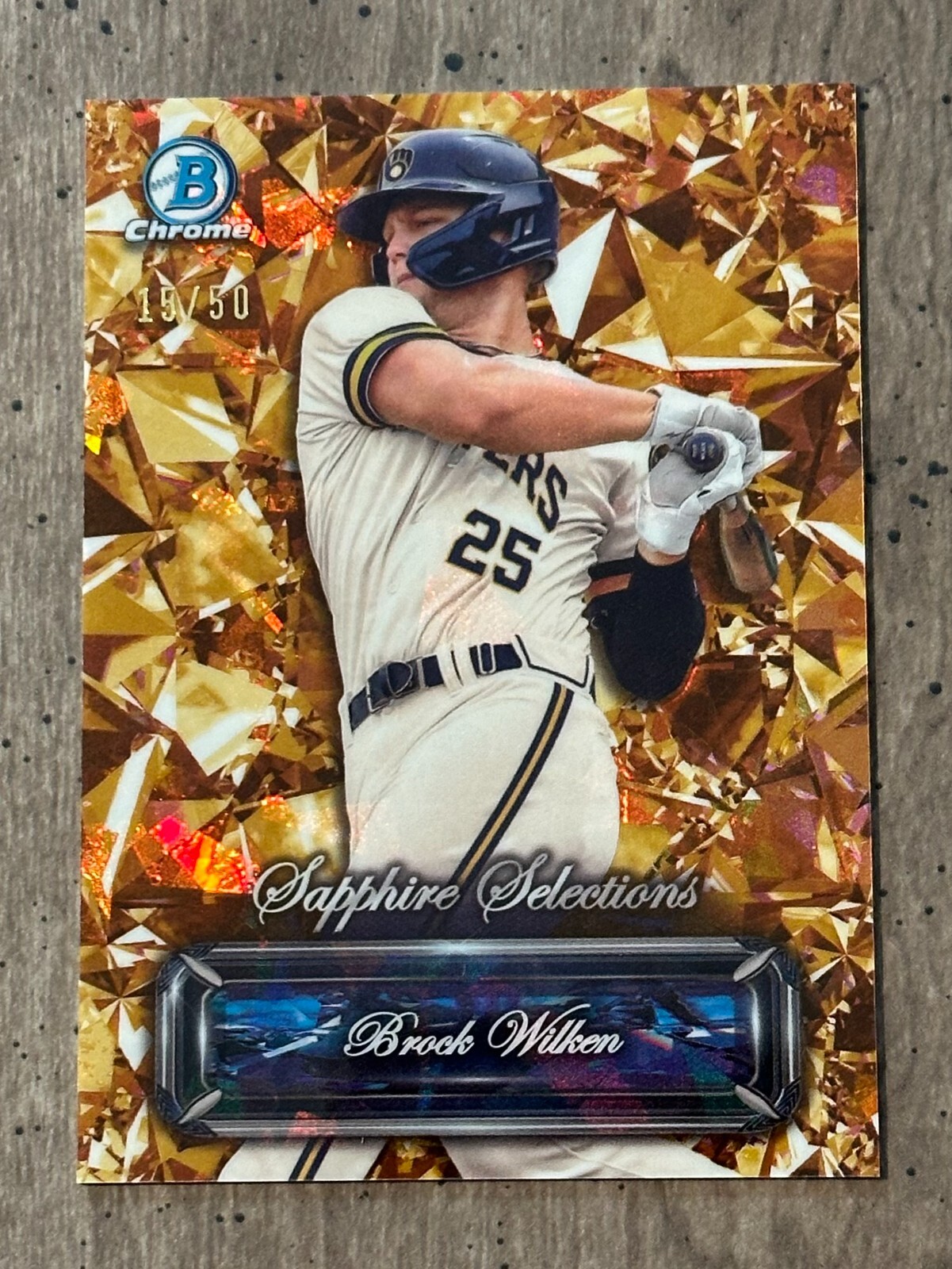 2024 Bowman Sapphire BROCK WILKEN Gold Sapphire Selections Gold /50 BREWERS