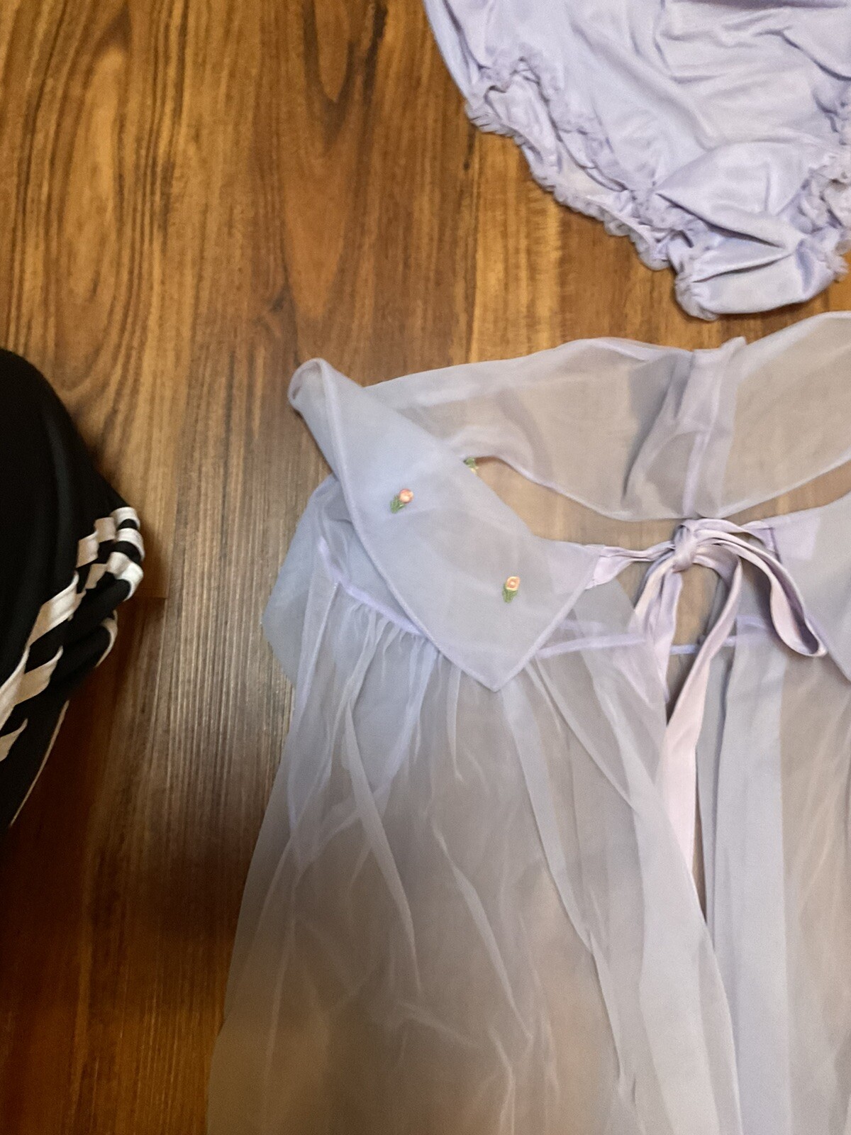 1950s Vintage Bra Panty Robe Set Sheer Chiffon Linger… Gem