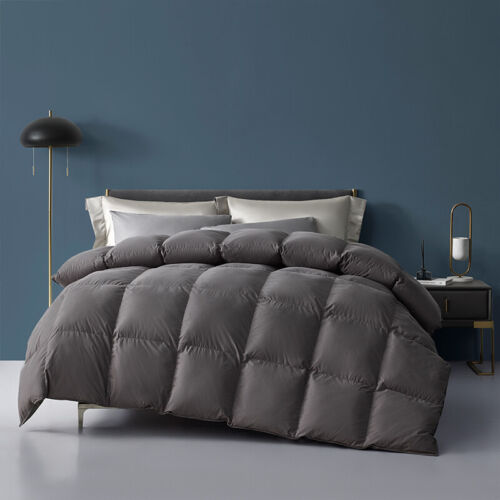 All Season King/Queen Grey Down Feather Comforter Duvet Inserts 100% Cotton - Picture 1 of 6