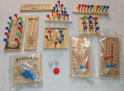 (10) VTG 1987 Cardinal Inds Wood Games Baseball Football Roundabout Tic Tac Toe