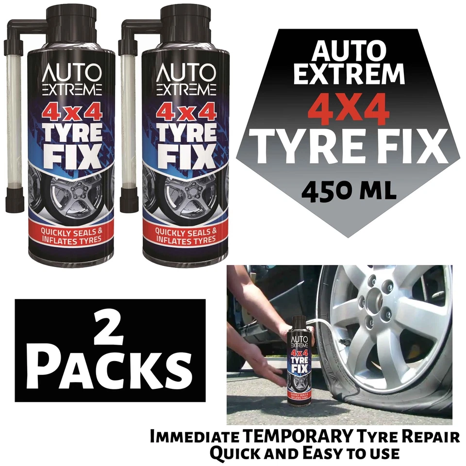 2X Puncture Repair Kit Quick Fix Car Emergency Temporary Inflate Flat Tyre 450ml