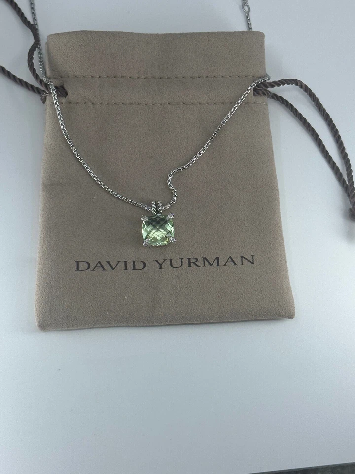 Collar Colgante Chatelaine 925 David Yurman 11MM con Prasiolita y Diamantes Foto 3 de 4