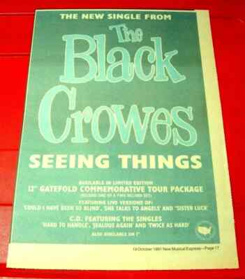 The Black Crowes Seeing Things Vintage ORIG 1991 Press/Magazine ADVERT 11.5''x 8''
