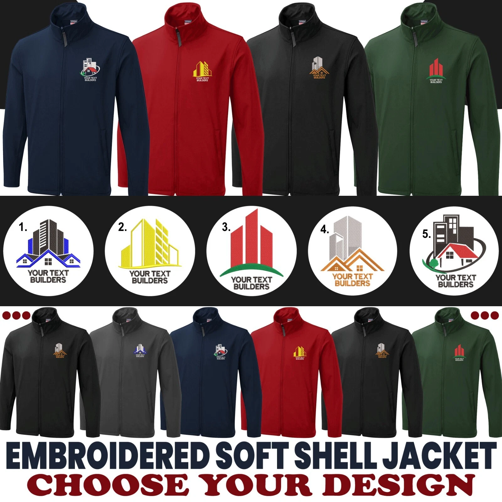 Personalised Custom Embroidered Softshell Jacket Your Company Name Builder Staff