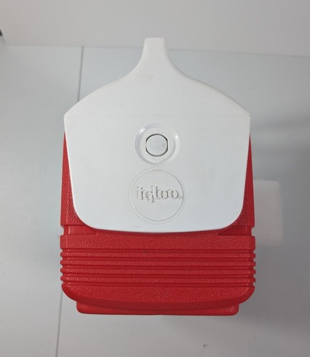 VTG Igloo 4 Qt Playmate Mini Hard-sided Lunch Box Cooler Red & White flip-top OG - Picture 4 of 10