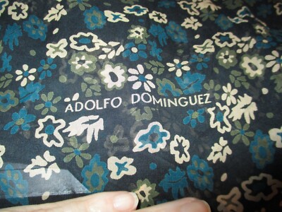 Adolfo Dominguez Blue Turquoise Sheer 100% Silk Oblong Scarf 63'' Italy
