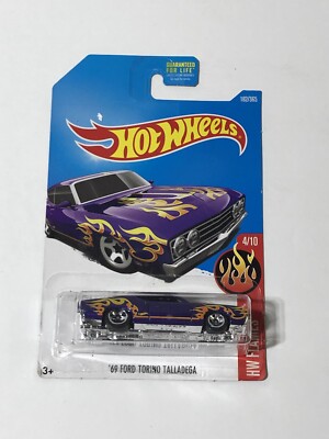 HOT WHEELS 2017 M/L #182/365 1969 Ford Torino Talladega 4/10 HW Flames purple