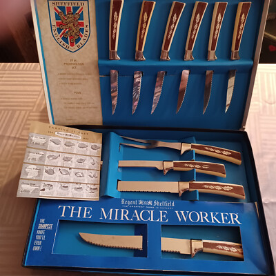 Vintage Regent Sheffield Cutlery Set Kitchen Steak Knives Carving Knives, Fork