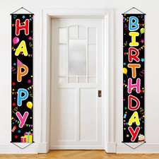 Colorful Happy Birthday Porch Sign Door Banner Yard Celebration Flag NEW