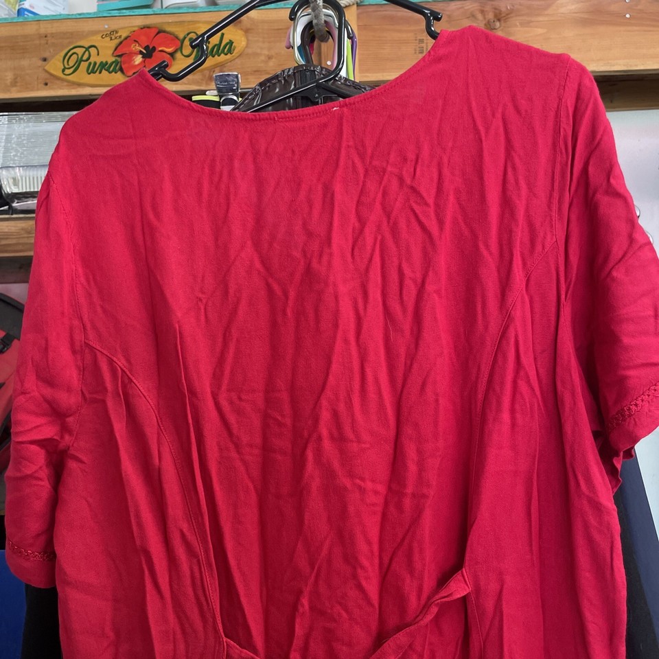 Expressions Catalog Red Dress Women's SIze Large Maxi Housedress