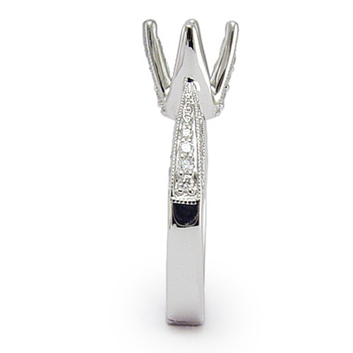 18k White Gold Diamond Engagement Ring Semi-Mount #R1038 - 第 4/4 張圖片