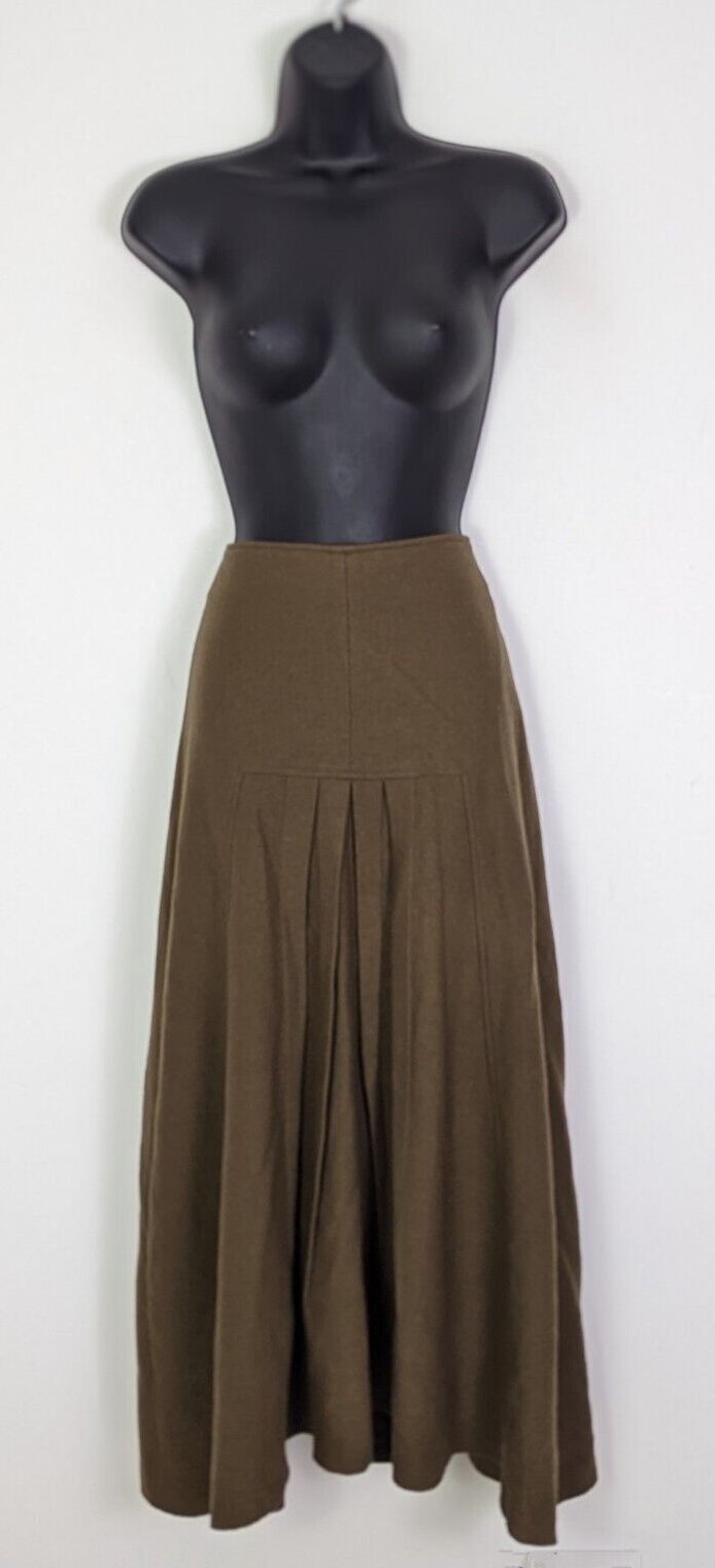BACKSTAGE (OSKA) MUSTARD BROWN 100 WOOL LAGENLOOK A LINE MIDI SKIRT