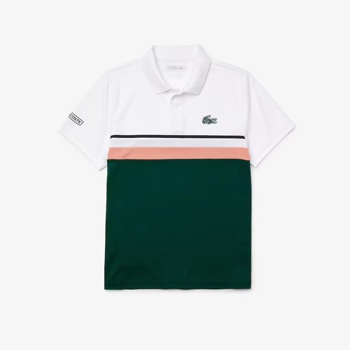 Lacoste Herren Sport Vintage Colorblock Atmungsaktiv Reguer Fit Polo T-Shirts Weiß/