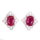 925 Sterling Silver Earrings Ruby 7x5mm Cz Gemstone Jewelry