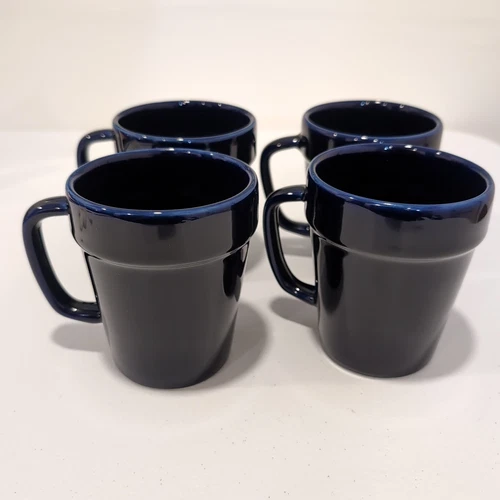 Set Of 4 MCM Cobalt Blue Coffee Mugs TM Eagle Logo Heavy 12 oz Made USA