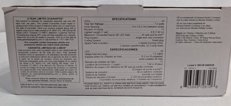 GE Icicle LED StayBright Random Sparkle 52 Ice Crystal Lights 13 Ct Warm White - Image 2 of 4