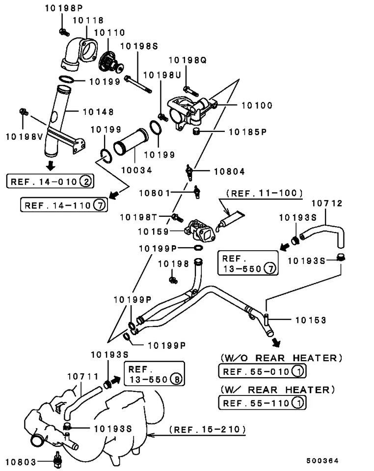 Tubo de derivación de refrigerante para Mitsubishi Montero Sport 1997-2003 2,4 L Nativa 1997-2003 Foto 2 de 2