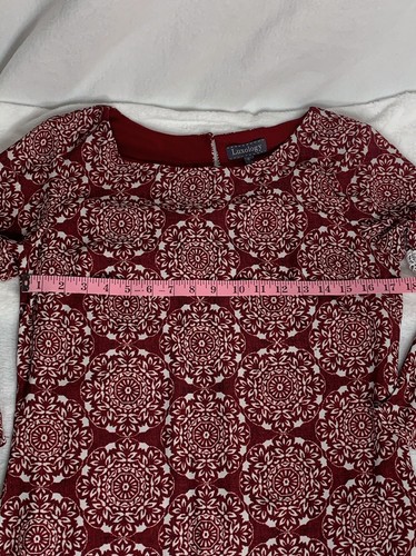 Luxology Sz Small Dress Red geometric print laser cut lace 3/4 sleeve Lined - Picture 6 of 7