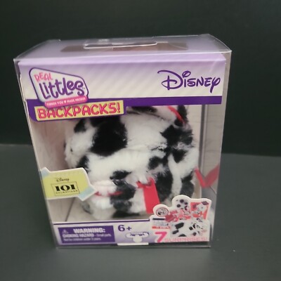Disney Real Littles Mini Backpack 101 Dalmatians FUZZY Black White 7 Surprises