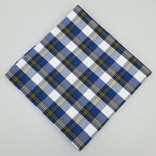 THE MENS STORE Navy Blue Black Plaid Pocket Square Poly Cotton Blend NWT