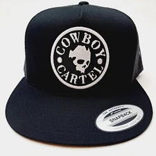 Cowboy Cartel Embroidered Patch Flat Bill Mesh Snapback  Cap Hat 