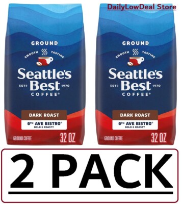 2 PACK Seattle's Best 6th Avenue Bistro Level 4 Ground Coffee 32 oz(Total 64 oz)