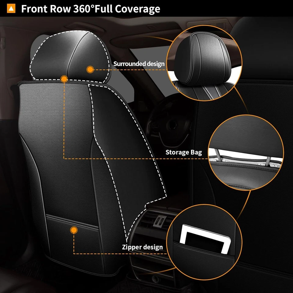 Deluxe 5-Car Seat Cover Faux Leather Protector Full Set For Volvo S60 2001-2019 Foto 2 de 4