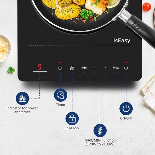 IsEasy Electric Induction Hob Portable Digital Touch Single Cooker Hot Plate UK - Picture 2 of 7