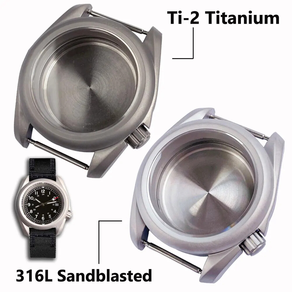 Ti-2 Titanium/316L Sandblast Field Watch Case for NH35 NH36 NH38 NH70 NH72