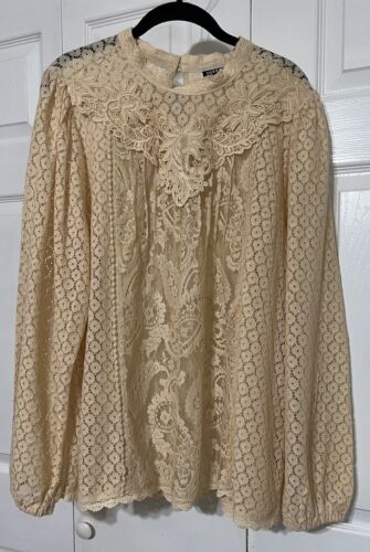Torrid taglia 3 (3X) modello misto pizzo beige misto cotone elegante casual bellissimo - Foto 2 di 11