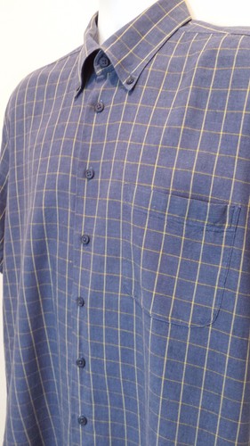 HAUPT Germany Blue Yellow Check Cotton Short Sleeve Casual Shirt Sz Medium 39/40 - Picture 3 of 7