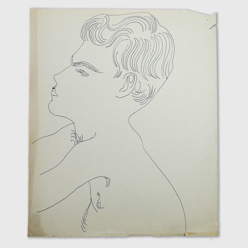 Andy Warhol Rare Original c.1957 Male Figure Line Drawing TOP200.315
