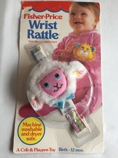 Vintage 1984 Fisher Price Soft Baby Toy 668 Lamb Wrist Rattle