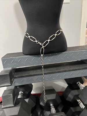 Womens Chain Belt Small-Medium Silver Tone Paper Clip Casual Dress W/ Extender