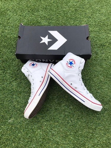 Converse All Star Chuck Taylor in Pelle Bianco Taglia High Tops UK 10 EU 44  | eBay