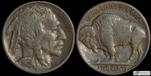 1928 Buffalo Nickel, Very Fine+ Condition, Free Shipping in USA, C7154